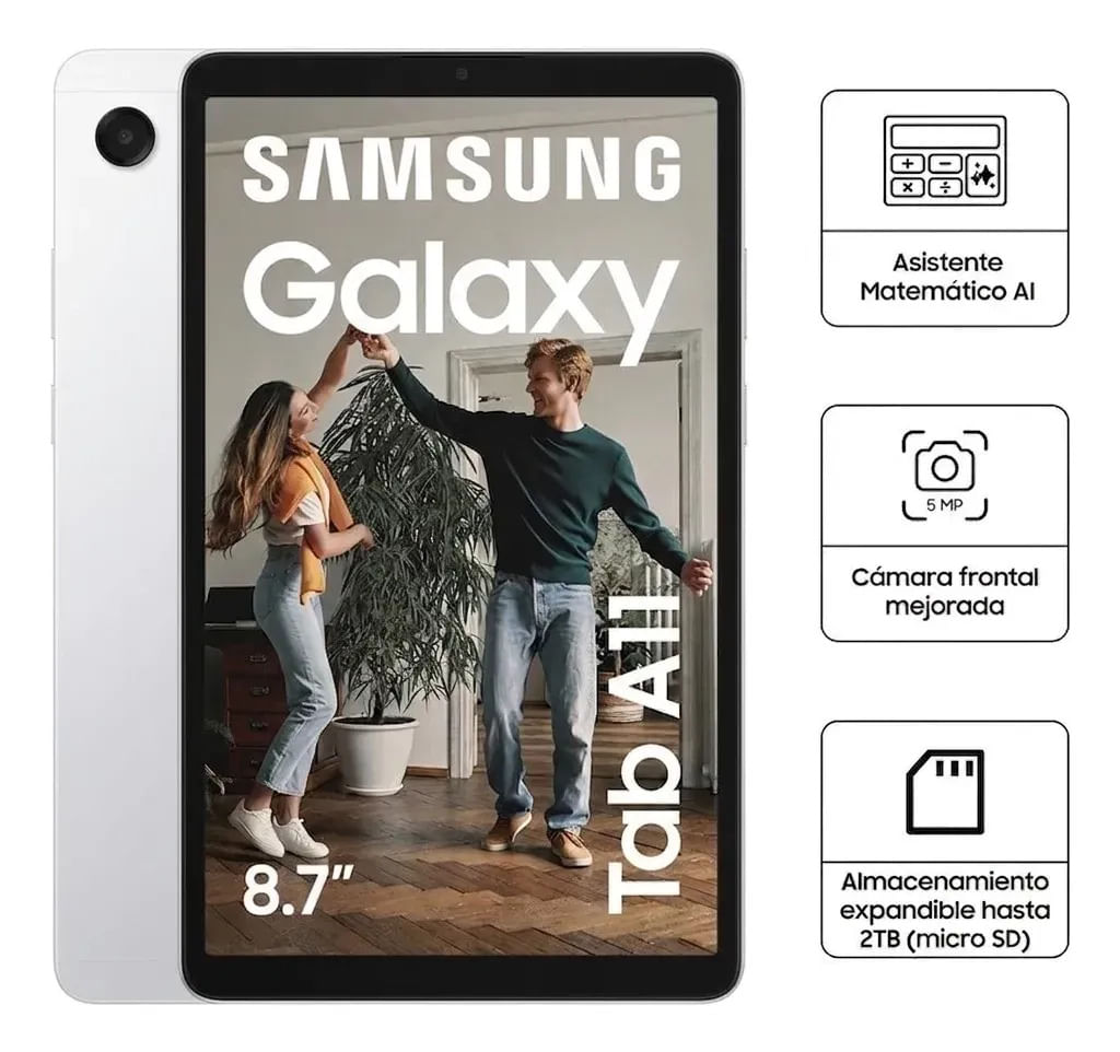 Samsung Tablet Galaxy Tab A11 8.7 Pantalla 90hz Sistema Operativo Android 15 Color Plateado Plata 4GB